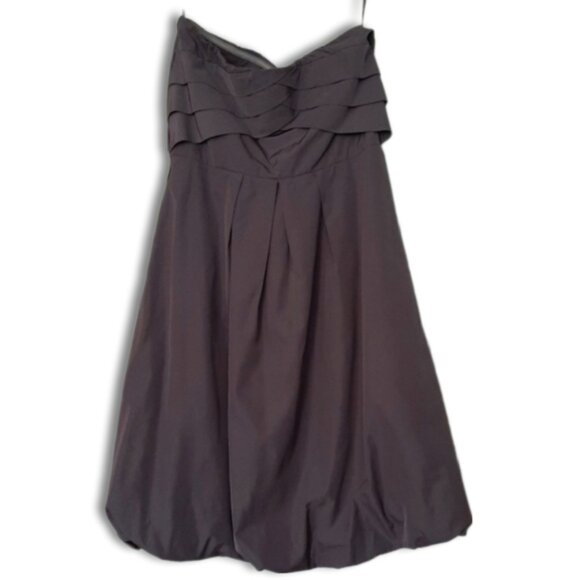 RW&CO Strapless Mini Dress w/ Wide Sash Belt Bubble Hem Gray Sz 2 - Picture 7 of 10